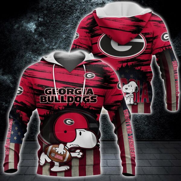 Customized NCAA Georgia Bulldogs Hoodie 3D Snoopy Pattern For Fans