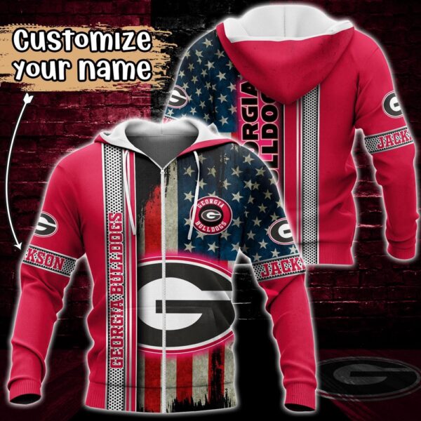 Customized NCAA Georgia Bulldogs Hoodie 3D US Flag Sleek Style For Fans