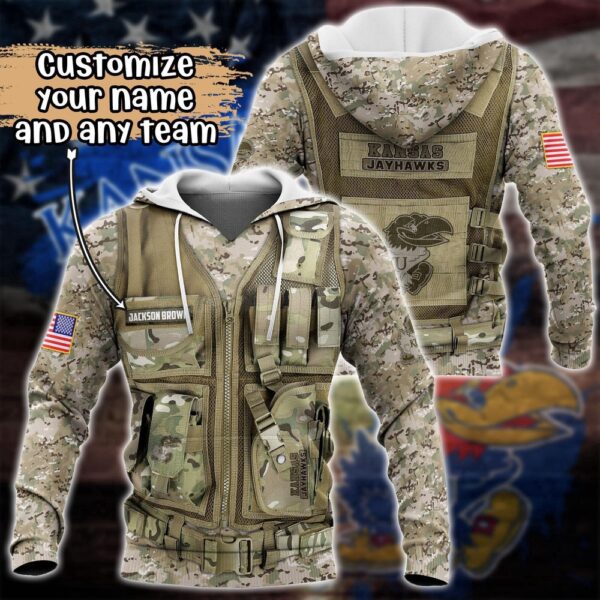 Customized NCAA Kansas Jayhawks Hoodie 3D Camo Hoodie Harmony For Fans