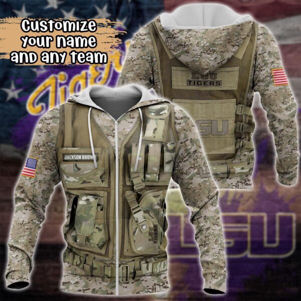 Customized NCAA LSU TIGERS Hoodie 3D Camo Parade For Fans