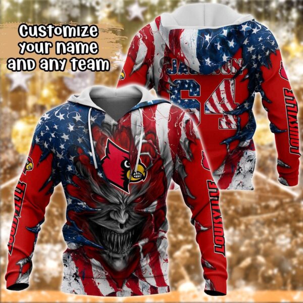 Customized NCAA Louisville Cardinals Hoodie 3D Signature Style For Fans