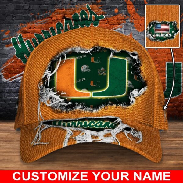 Customized NCAA Miami Hurricanes Baseball Cap Chic Vibes in Headwear