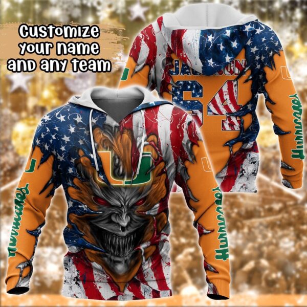 Customized NCAA Miami Hurricanes Hoodie 3D Athletic Bliss For Fans