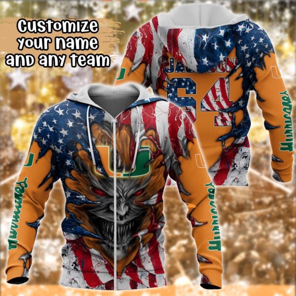 Customized NCAA Miami Hurricanes Hoodie 3D Athletic Bliss For Fans