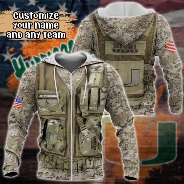 Customized NCAA Miami Hurricanes Hoodie 3D Camo Parade For Fans