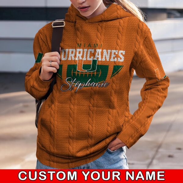 Customized NCAA Miami Hurricanes Hoodie 3D Chic Campus Layers For Fans