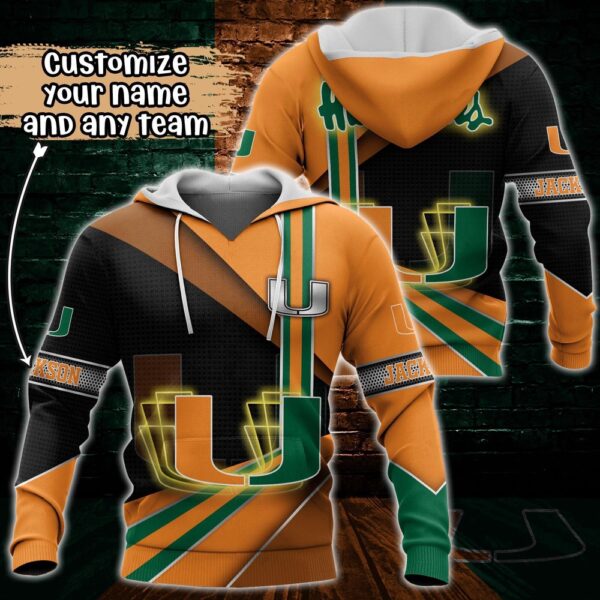 Customized NCAA Miami Hurricanes Hoodie 3D Cozy Vibes For Fans