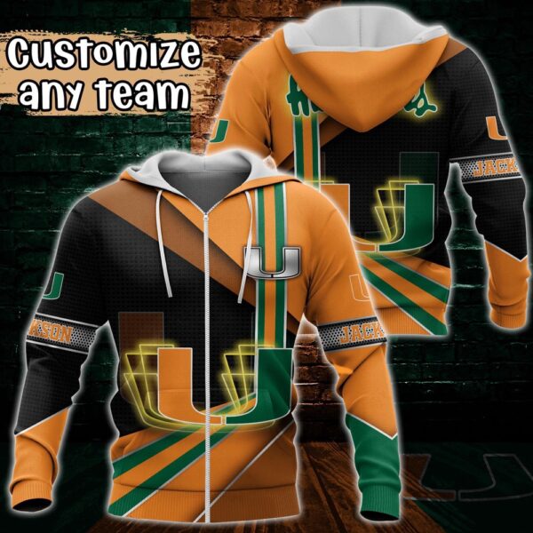 Customized NCAA Miami Hurricanes Hoodie 3D Cozy Vibes For Fans