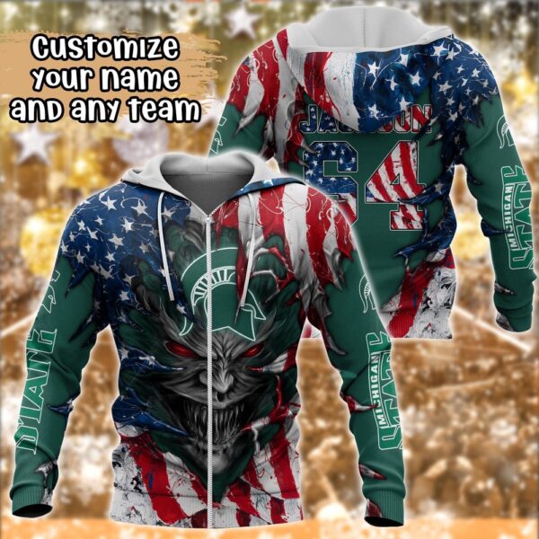 Customized NCAA Michigan State Spartans Hoodie 3D Athletic Bliss For Fans