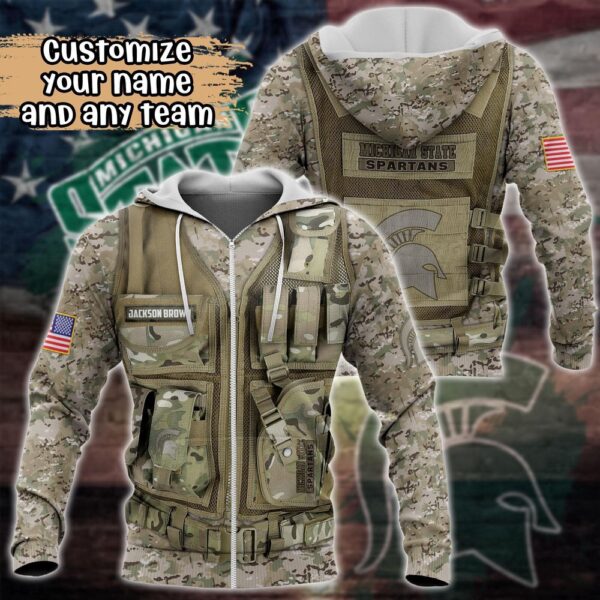 Customized NCAA Michigan State Spartans Hoodie 3D Camo Parade For Fans