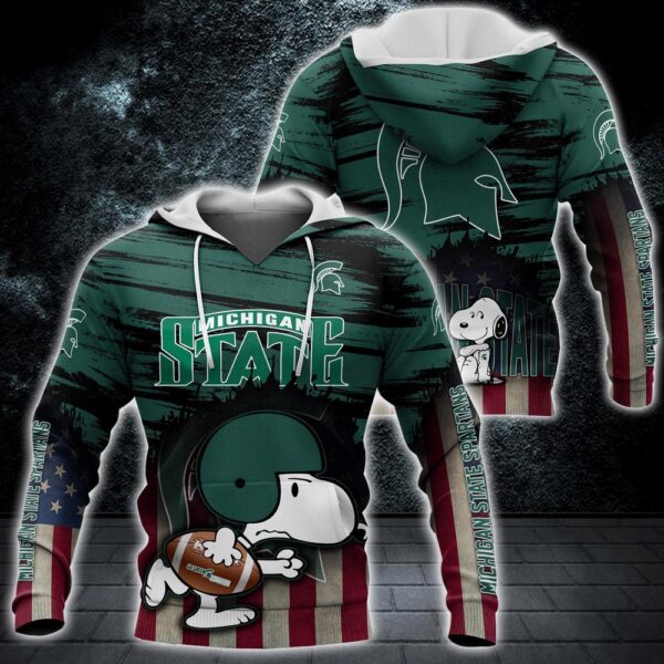 Customized NCAA Michigan State Spartans Hoodie 3D Snoopy Pattern For Fans