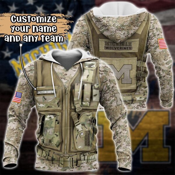 Customized NCAA Michigan Wolverines Hoodie 3D Camo Hoodie Harmony For Fans