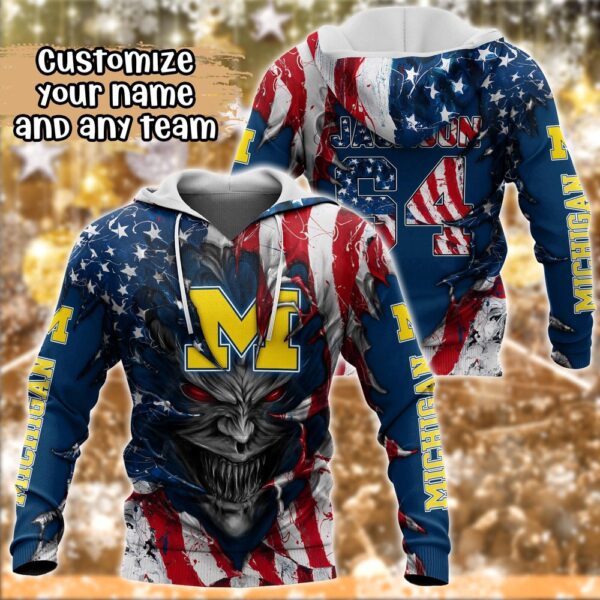 Customized NCAA Michigan Wolverines Hoodie 3D Signature Style For Fans