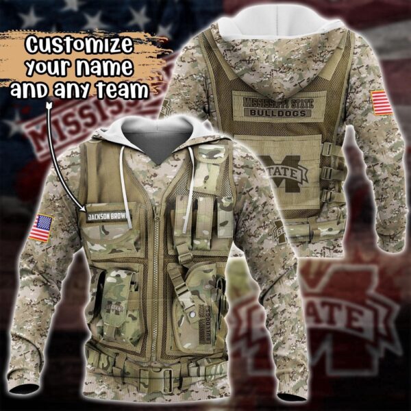 Customized NCAA Mississippi State Bulldogs Hoodie 3D Camo Parade For Fans