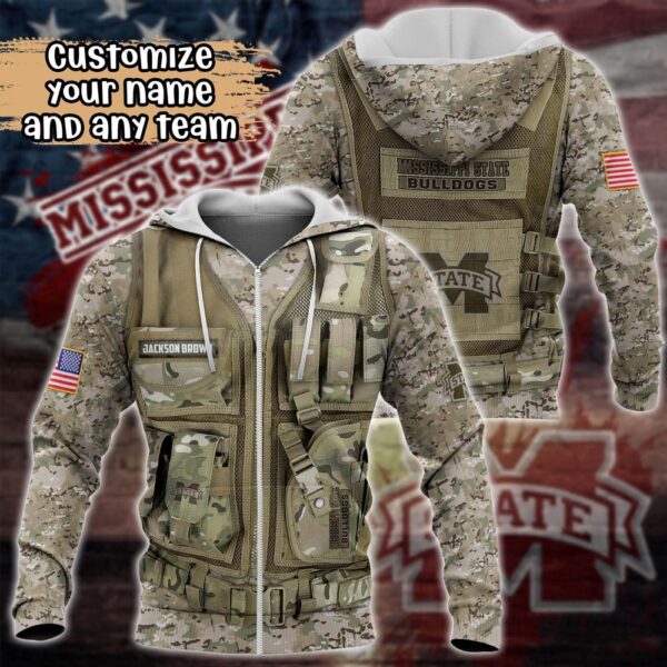 Customized NCAA Mississippi State Bulldogs Hoodie 3D Camo Parade For Fans