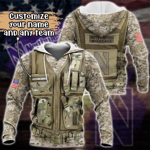 Customized NCAA Northwestern Wildcats Hoodie 3D Camo Parade For Fans