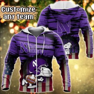 Customized NCAA Northwestern Wildcats Hoodie 3D Snoopy Sports For Fans 2 na6k6w.jpg