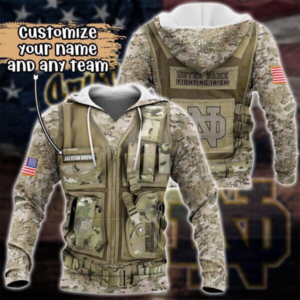 Customized NCAA Notre Dame Fighting Irish Hoodie 3D Camo Parade For Fans