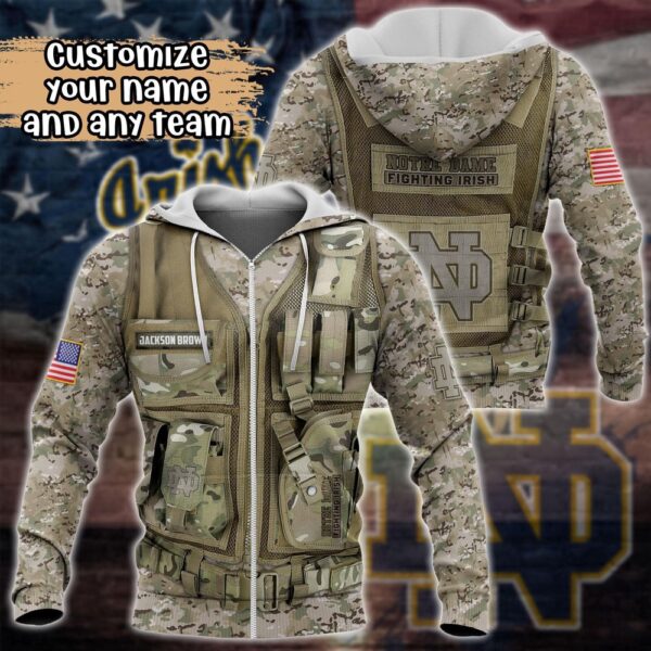 Customized NCAA Notre Dame Fighting Irish Hoodie 3D Camo Parade For Fans