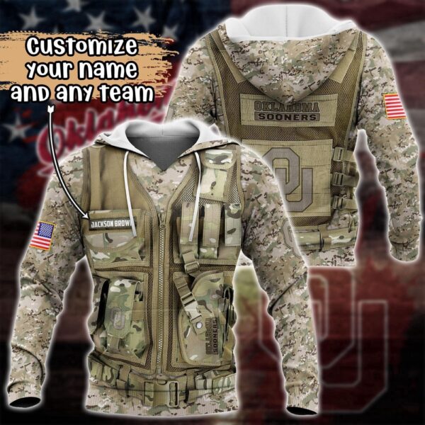 Customized NCAA Oklahoma Sooners Hoodie 3D Camo Parade For Fans