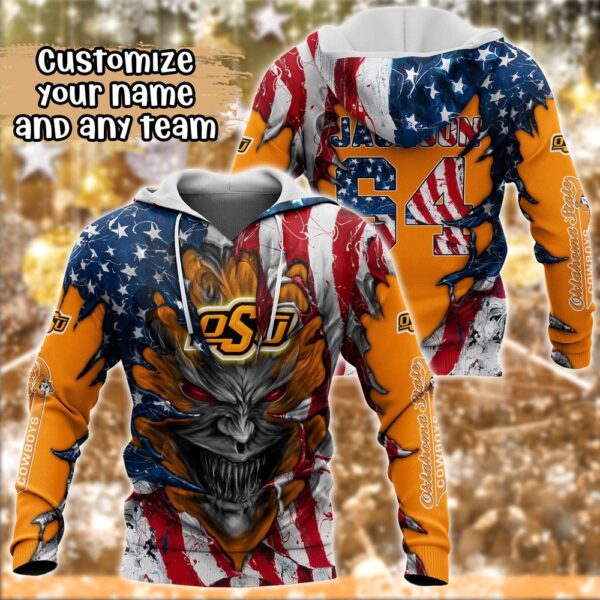 Customized NCAA Oklahoma State Cowboys Hoodie 3D Athletic Bliss For Fans