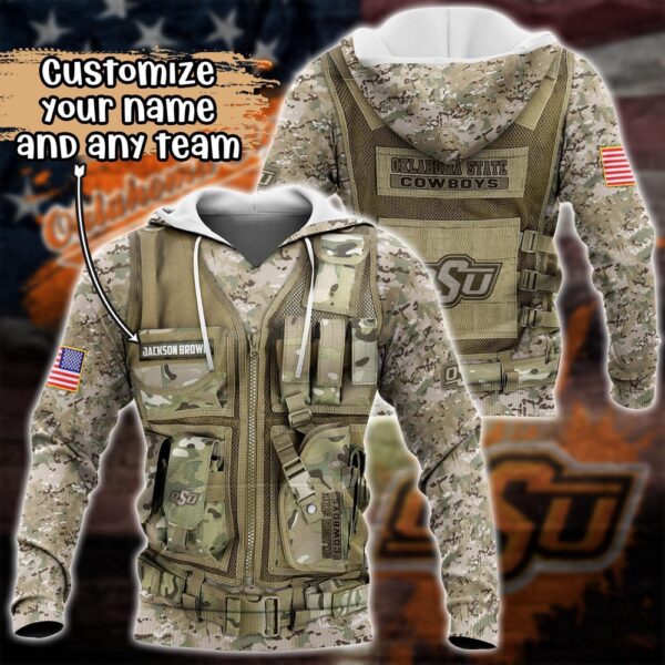 Customized NCAA Oklahoma State Cowboys Hoodie 3D Camo Parade For Fans