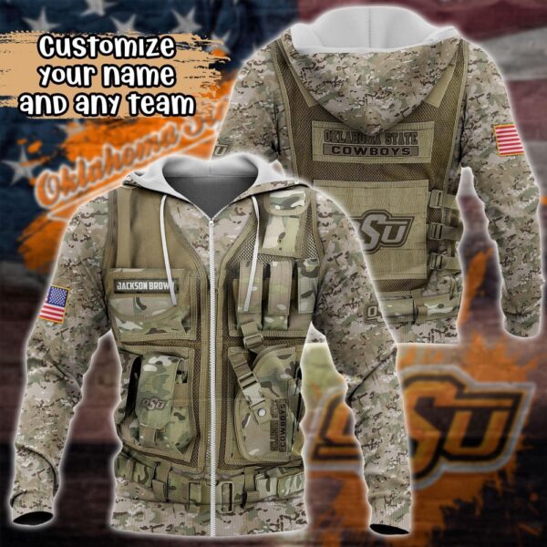 Customized NCAA Oklahoma State Cowboys Hoodie 3D Camo Parade For Fans