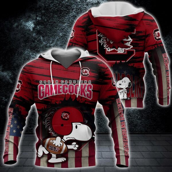 Customized NCAA South Carolina Gamecocks Hoodie 3D Snoopy Pattern For Fans