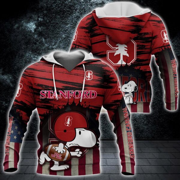 Customized NCAA Stanford Cardinal Hoodie 3D Snoopy Pattern For Fans