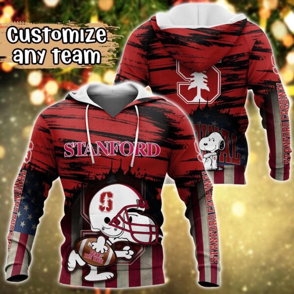 Customized NCAA Stanford Cardinal Hoodie 3D Snoopy Sports For Fans