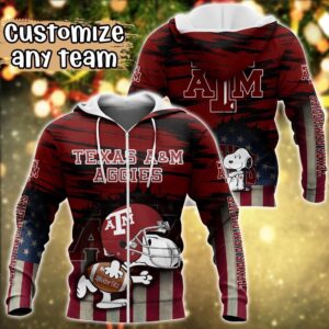 Customized NCAA Texas A ampM Aggies Hoodie 3D Snoopy Plays Sports For Fans 2 utcimc.jpg