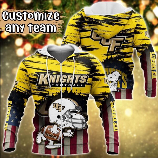 Customized NCAA UCF Knights Hoodie 3D Snoopy Sports For Fans