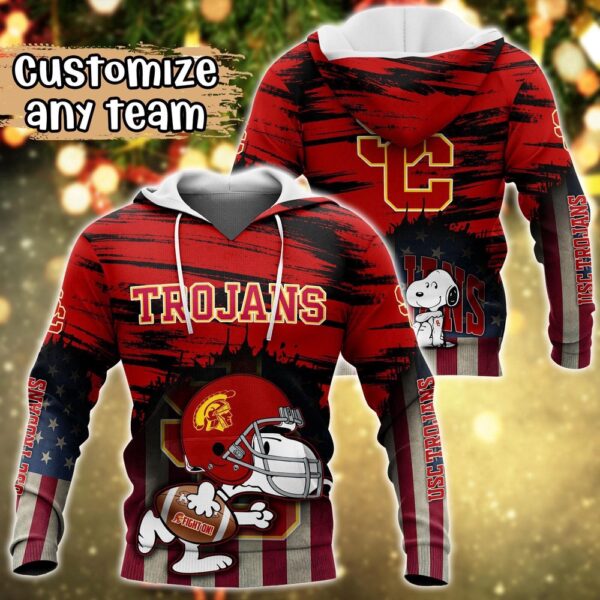 Customized NCAA USC Trojans Hoodie 3D Snoopy Sports For Fans