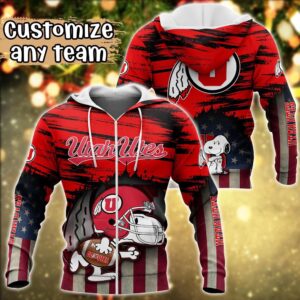 Customized NCAA Utah Utes Hoodie 3D Snoopy Plays Sports For Fans 2 eoeo92.jpg