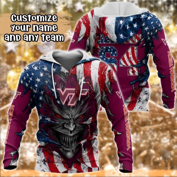 Customized NCAA Virginia Tech Hokies Hoodie 3D Athletic Bliss For Fans