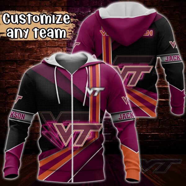 Customized NCAA Virginia Tech Hokies Hoodie 3D Cozy Vibes For Fans