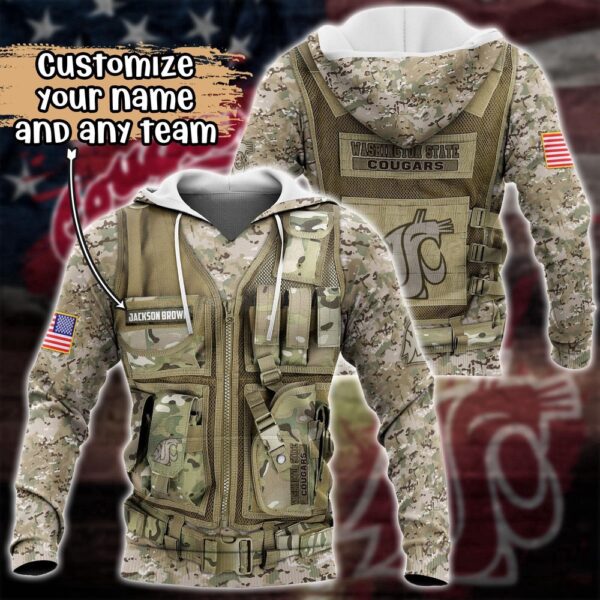 Customized NCAA Washington State Cougars Hoodie 3D Camo Parade For Fans