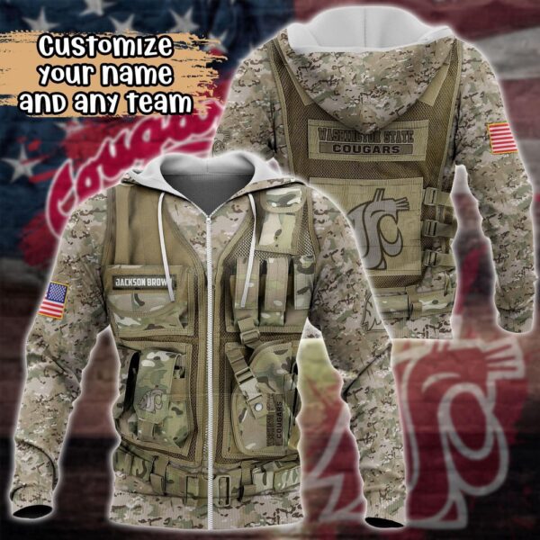 Customized NCAA Washington State Cougars Hoodie 3D Camo Parade For Fans