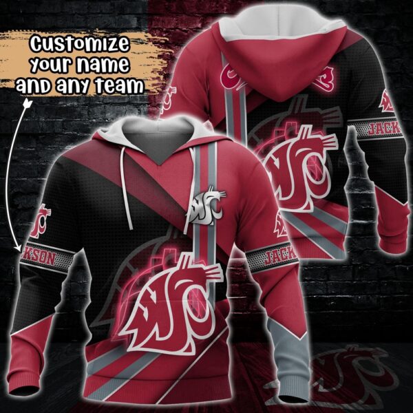 Customized NCAA Washington State Cougars Hoodie 3D Cozy Vibes For Fans