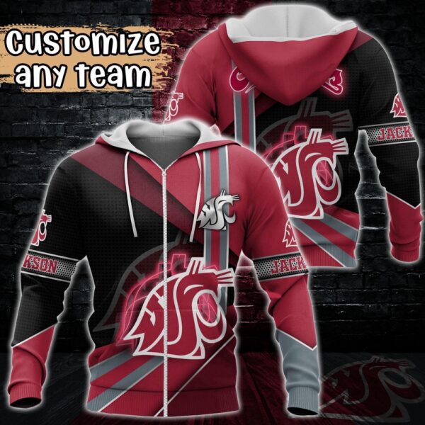 Customized NCAA Washington State Cougars Hoodie 3D Cozy Vibes For Fans