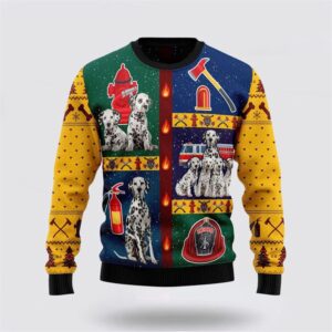 Dalmatian Firefighter Ugly Christmas Sweater