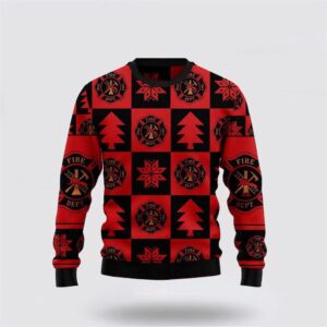 Firefighter Christmas Pattern Ugly Sweater