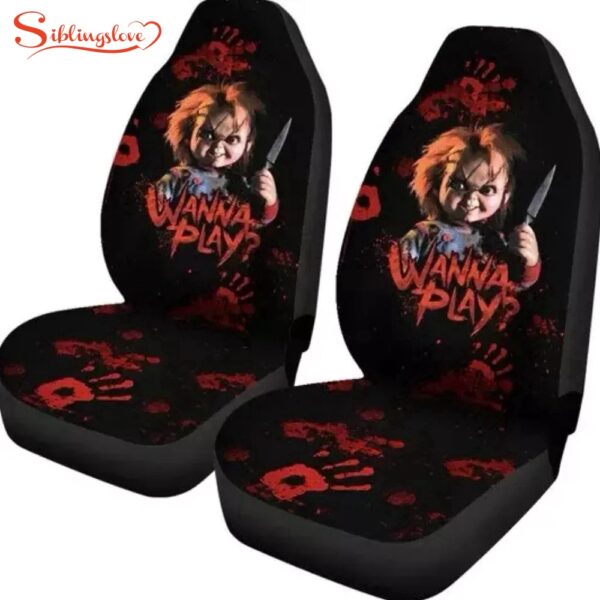 Horror Doll Chucky Bloody Wanna Play Car Seat Covers