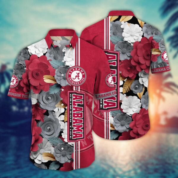 NCAA Alabama Crimson Tide Hawaiian Shirt Tropical Flower Pattern For Sports Fans