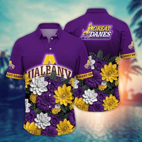 NCAA Albany Great Danes Hawaiian Shirt Blossom Bliss Cascade For Fans