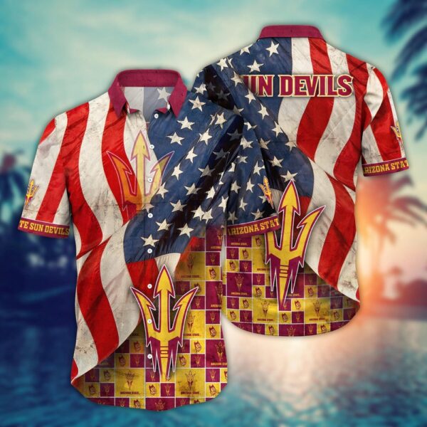 NCAA Arizona State Sun Devils Hawaiian Shirt US Flags Elegance For Sports Fans