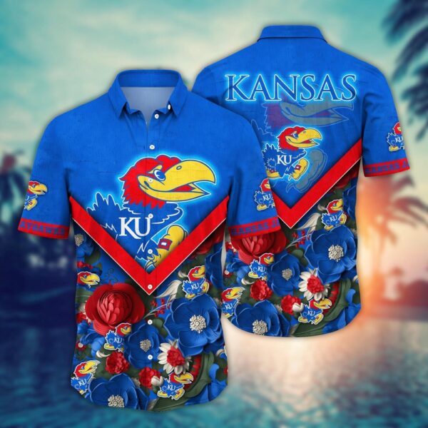 NCAA Kansas Jayhawks Hawaiian Shirt Blossom Blaze For Fans