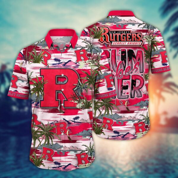 NCAA Rutgers Scarlet Knights Hawaiian Shirt Palm Tree Paradise For Sports Fans