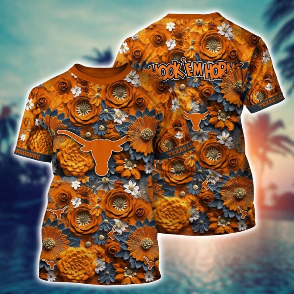 NCAA Texas Longhorns 3D T-Shirt Elegance in Motion For Sports Fans