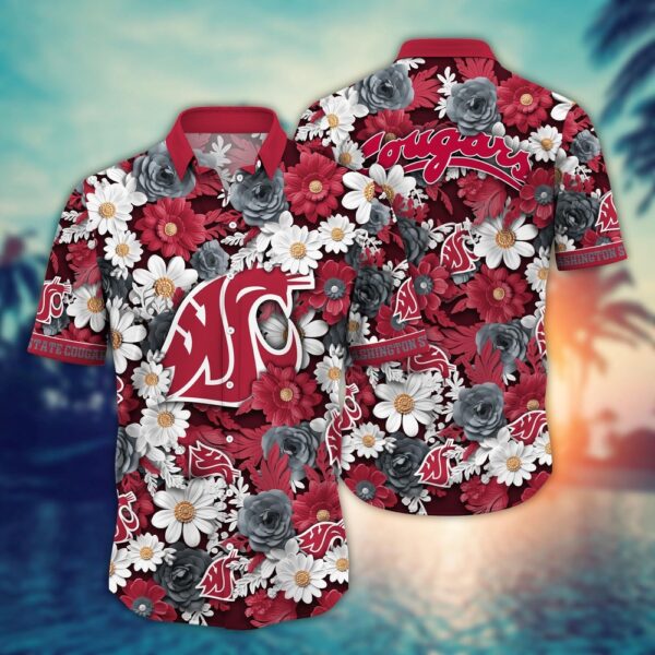 NCAA Washington State Cougars Hawaiian Shirt Blossom Burst Bliss For Sports Fans